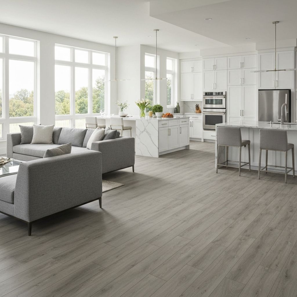 Wide-plank luxury vinyl flooring in a renovated Cleveland, Ohio home